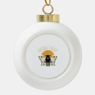 Herd That Funny Cow Vintage Engraving Design Ceramic Ball Christmas Ornament