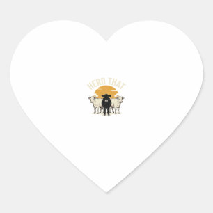 Herd That Funny Cow Vintage Engraving Design Heart Sticker