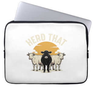 Herd That Funny Cow Vintage Engraving Design Laptop Sleeve