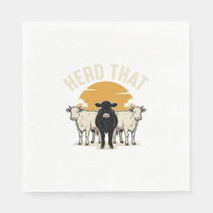 Herd That Funny Cow Vintage Engraving Design Napkin