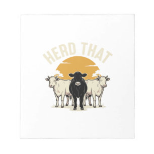Herd That Funny Cow Vintage Engraving Design Notepad