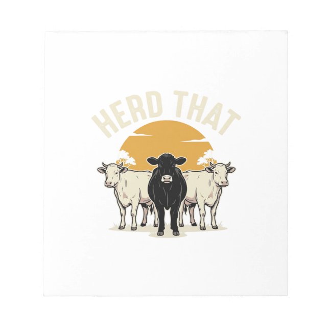 Herd That Funny Cow Vintage Engraving Design Notepad (Front)