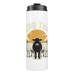 Herd That Funny Cow Vintage Engraving Design Thermal Tumbler
