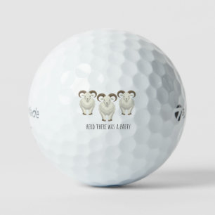 'Herd There Was A Party' Funny Playful Pun Rams Golf Balls