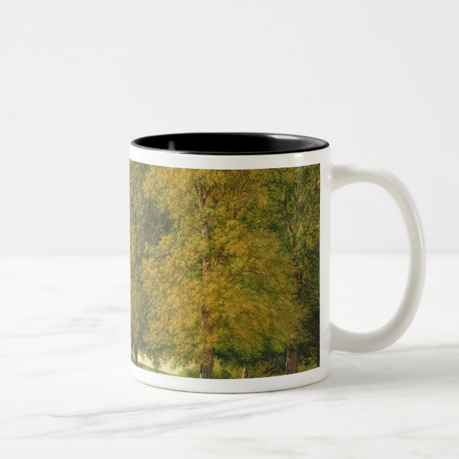Herder with Cattle beneath Autumnal Trees Two-Tone Coffee Mug (Right)