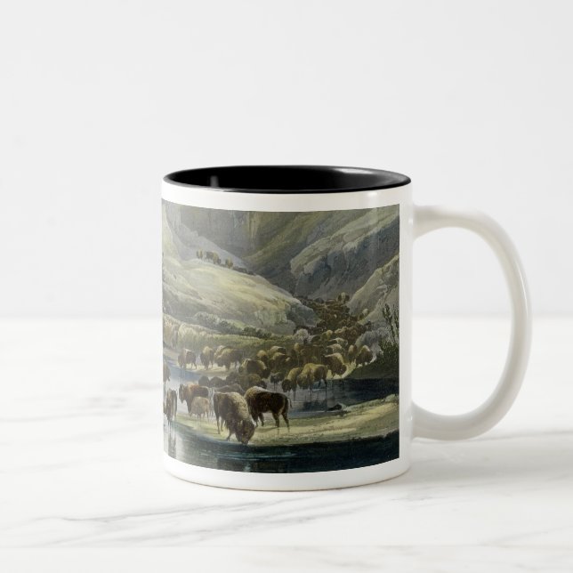 Herds of Bison and Elk on the Upper Missouri, plat Two-Tone Coffee Mug (Right)