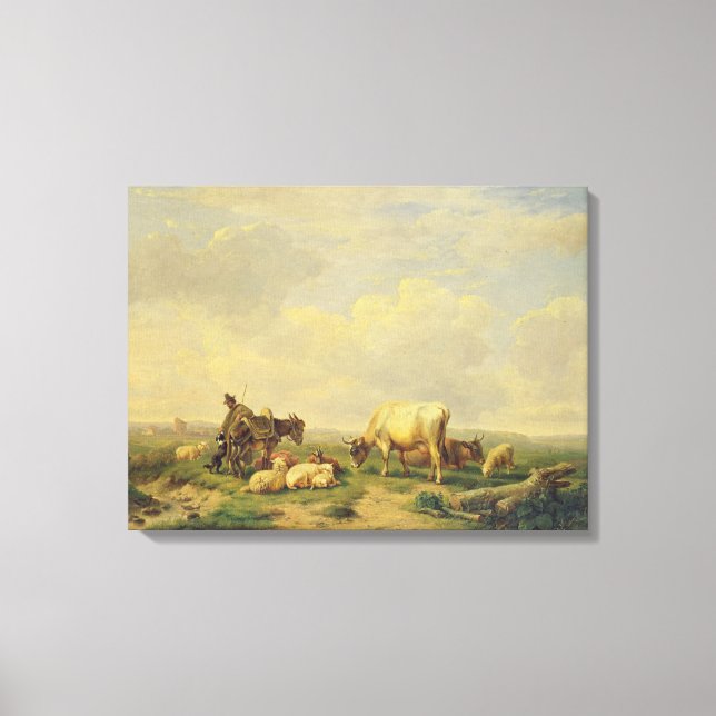 Herdsman and Herd, c.1880 Canvas Print (Front)