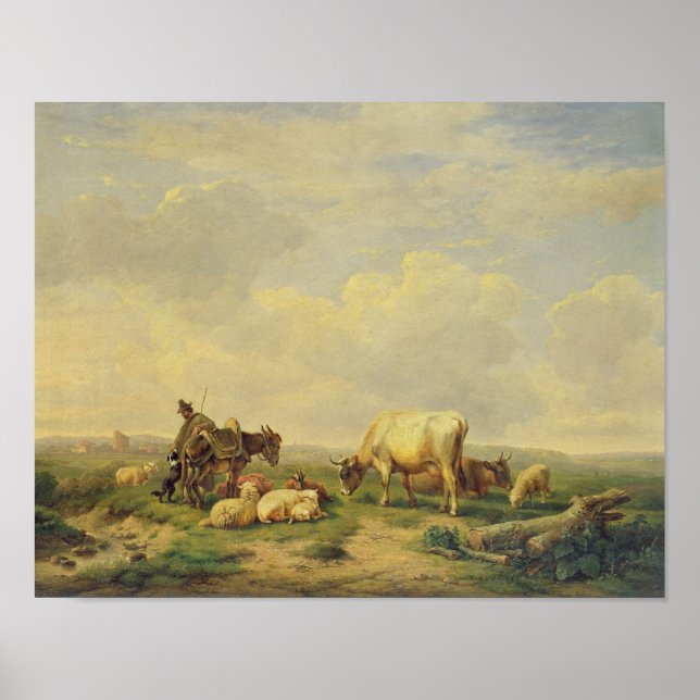 Herdsman and Herd, c.1880 Poster (Front)