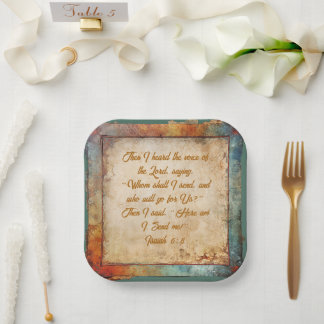 Here Am I, Lord – Rustic Party Square  Paper Plate