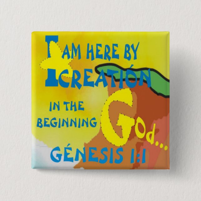 HERE BY CREATION© BtnEng 15 Cm Square Badge (Front)