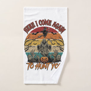 Here Come Again Grim Reaper Halloween Pumpkin_1 Hand Towel