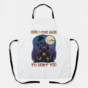 Here Come Again Haunted Castle Ghosts Moon Apron
