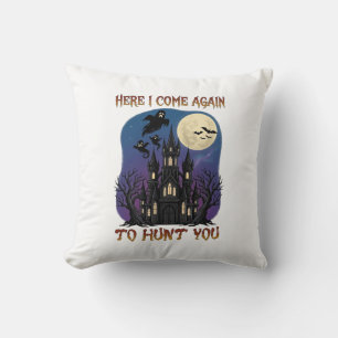 Here Come Again Haunted Castle Ghosts Moon Cushion