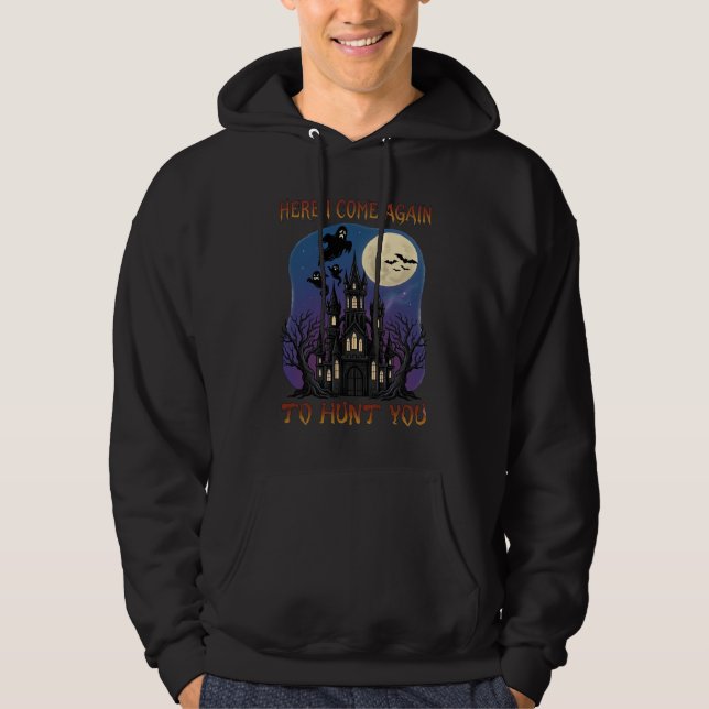 Here Come Again Haunted Castle Ghosts Moon Hoodie (Front)