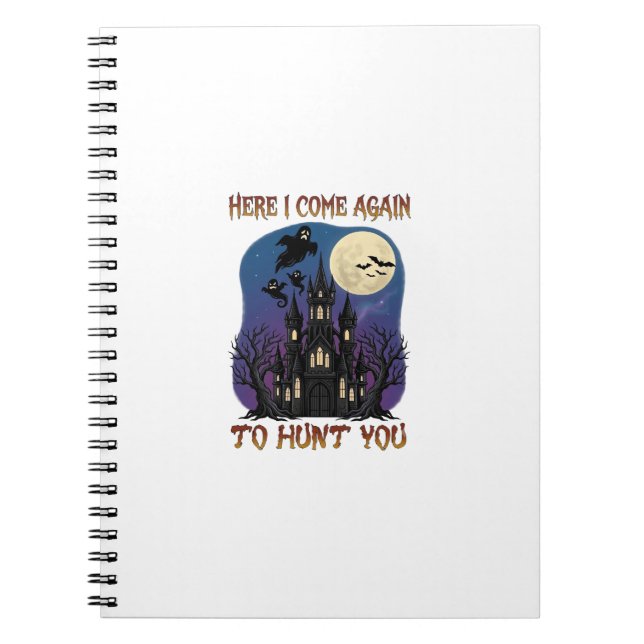 Here Come Again Haunted Castle Ghosts Moon Notebook (Front)