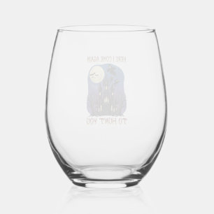 Here Come Again Haunted Castle Ghosts Moon Stemless Wine Glass