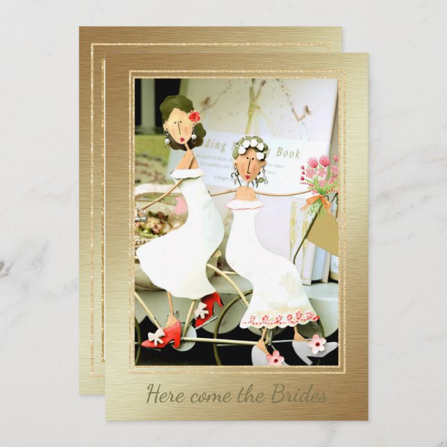 Here Come the Brides Wedding Invitation (Front/Back)