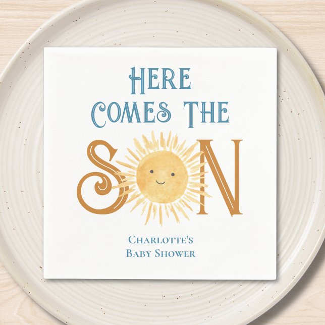 Here Come The Son Baby Shower  Napkin (Creator Uploaded)