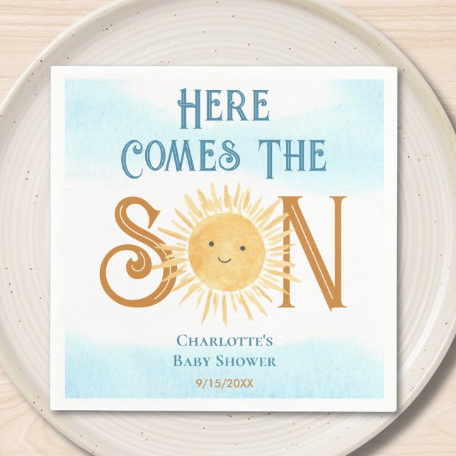 Here Come The Son Baby Shower  Napkin (Creator Uploaded)