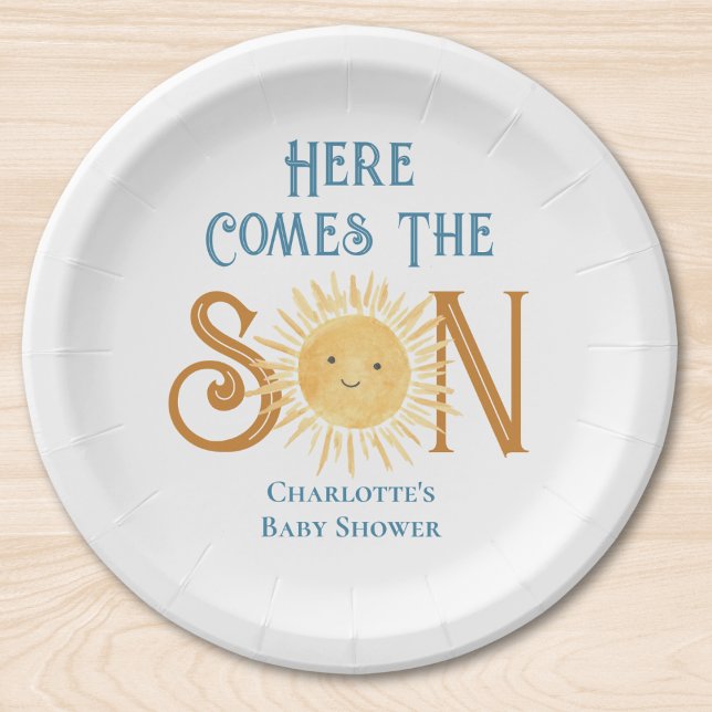 Here Come The Son Baby Shower  Paper Plate (Creator Uploaded)