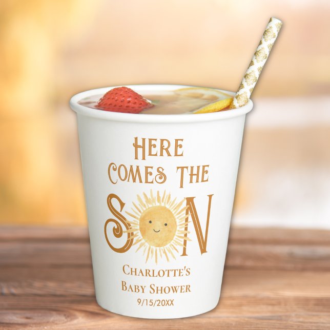 Here Come The Son Boy's Baby Shower  Paper Cups (Creator Uploaded)