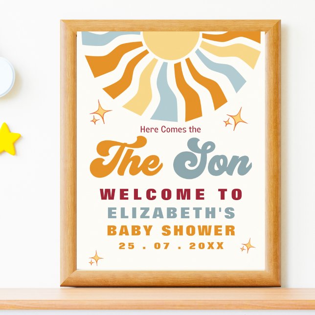 Here come the son - Retro Sun Baby Shower Poster (Creator Uploaded)
