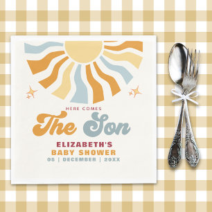 Here come the son - Sun Retro Baby Shower Napkin