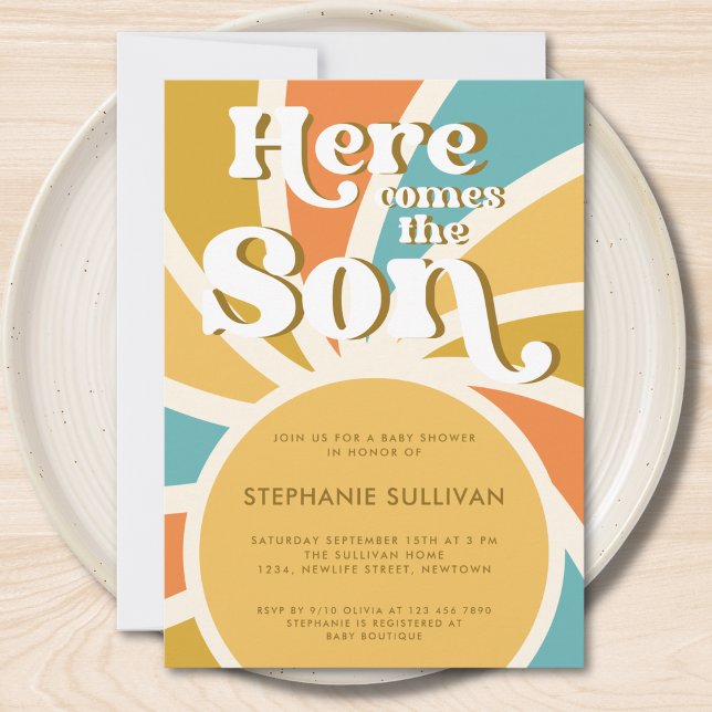 Here Come The Son Sunshine Baby Shower Invitation (Creator Uploaded)