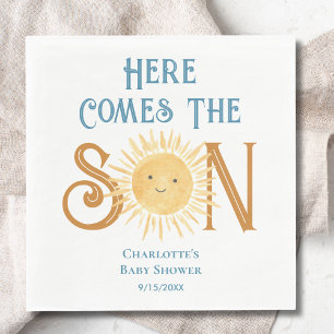 Here Come The Son Sunshine Baby Shower  Napkin