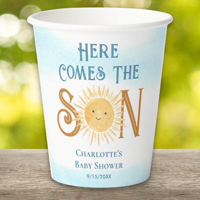 Here Come The Son Sunshine Baby Shower  Paper Cups (Creator Uploaded)