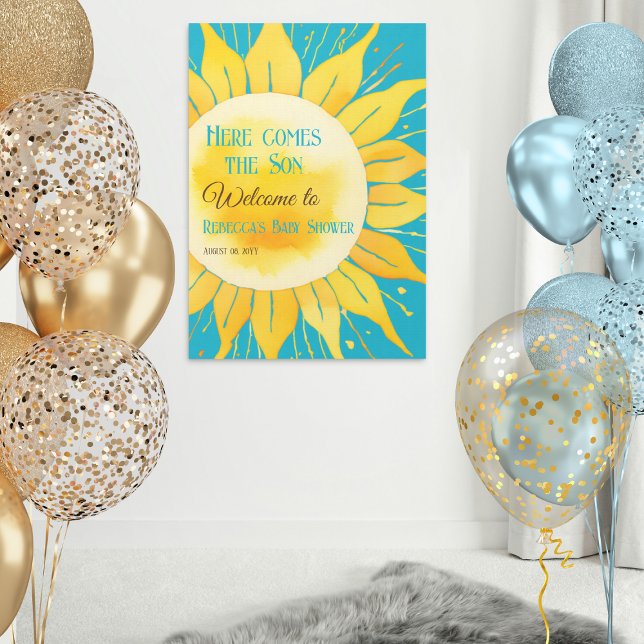 Here Comes Boy Blue Sunshine Baby Shower Welcome Poster (Creator Uploaded)