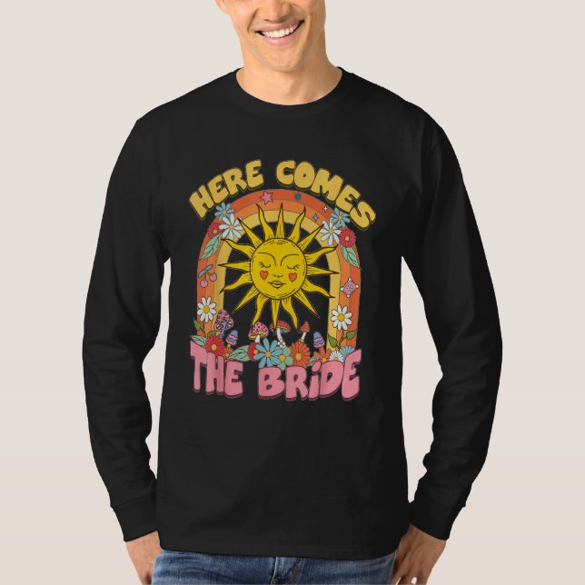Here Comes Bride Groovy Retro 70s Bachelorette Par T-Shirt (Front)