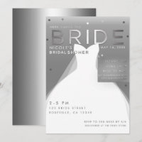Here comes BRIDE Silver & White Chic Bridal Shower