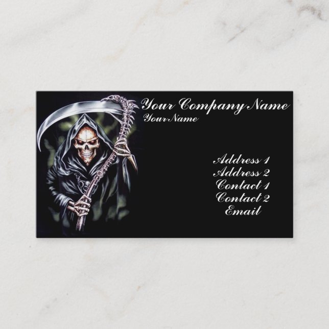 Here Comes Grim Business Card (Front)