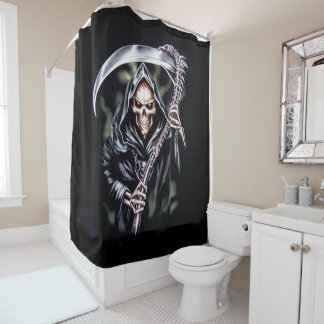 Here Comes Grim Shower Curtain