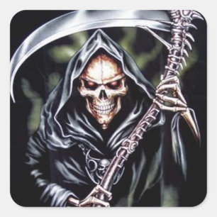 Here Comes Grim Square Sticker