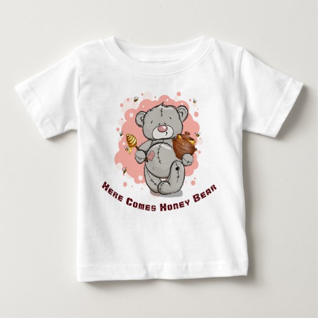Here Comes Honey Bear and a Big Honey Pot  Baby T-Shirt (Front)
