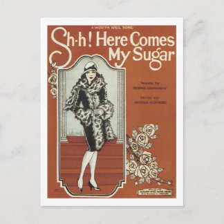 Here Come's My Sugar Vintage Songbook Cover Postcard
