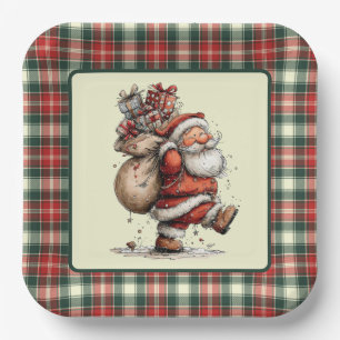 Here Comes Santa Claus Paper Plate