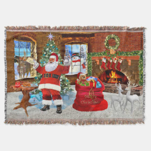 HERE COMES SANTA CLAUS THROW BLANKET