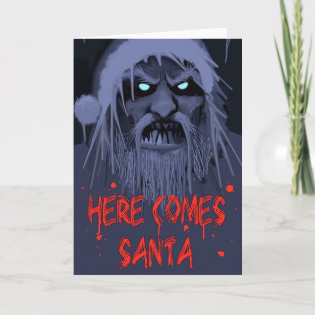 HERE COMES SANTA HOLIDAY CARD (Front)