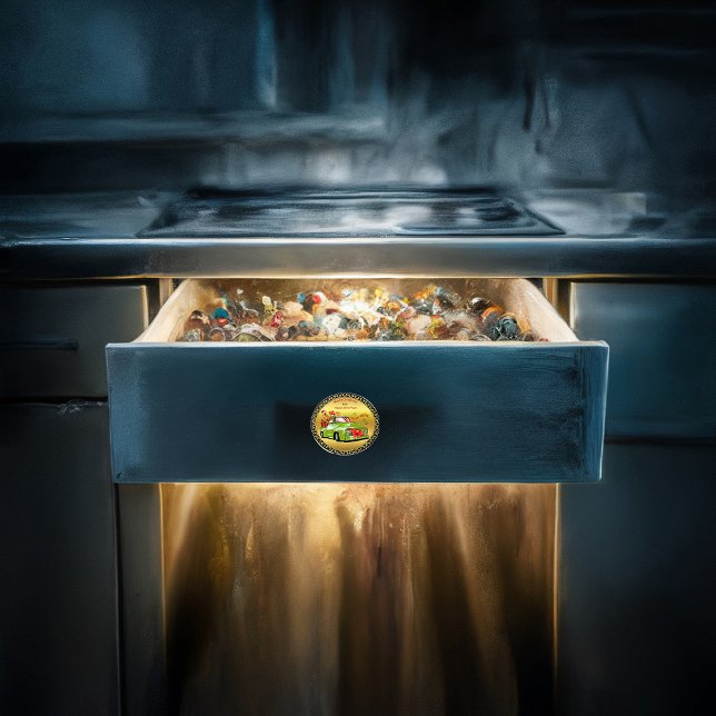 Here comes Santa paws dog Christmas parade truck Ceramic Knob (Creator Uploaded)