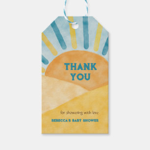 Here Comes Son Blue Rays Sunshine Baby Shower Gift Tags