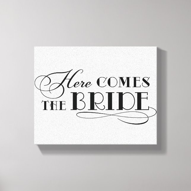 Here Comes the Bride Black Wedding Ceremony Sign (Front)