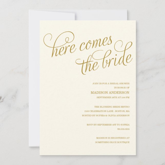 HERE COMES THE BRIDE | BRIDAL SHOWER INVITATION (Front)