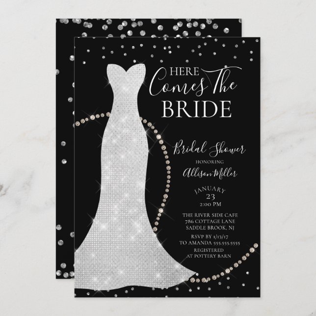 Here Comes The Bride Bridal Shower Invitation (Front/Back)
