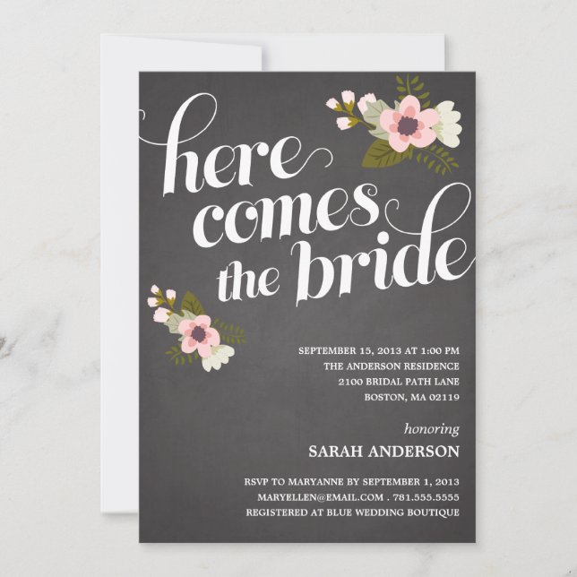 HERE COMES THE BRIDE | BRIDAL SHOWER INVITATION (Front)
