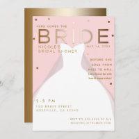 Here comes the BRIDE Chic Pink Gold Bridal Shower