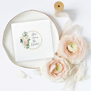Here Comes the Bride Floral Bridal Shower Napkin