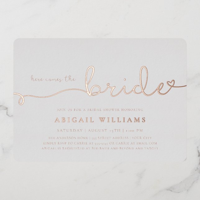 Here Comes the Bride  Foil Invitation (Front)